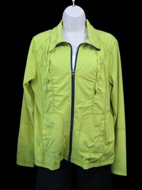 Brisas Lime Chartreuse Green Jacket Full Zip Mesh Lined Size Small